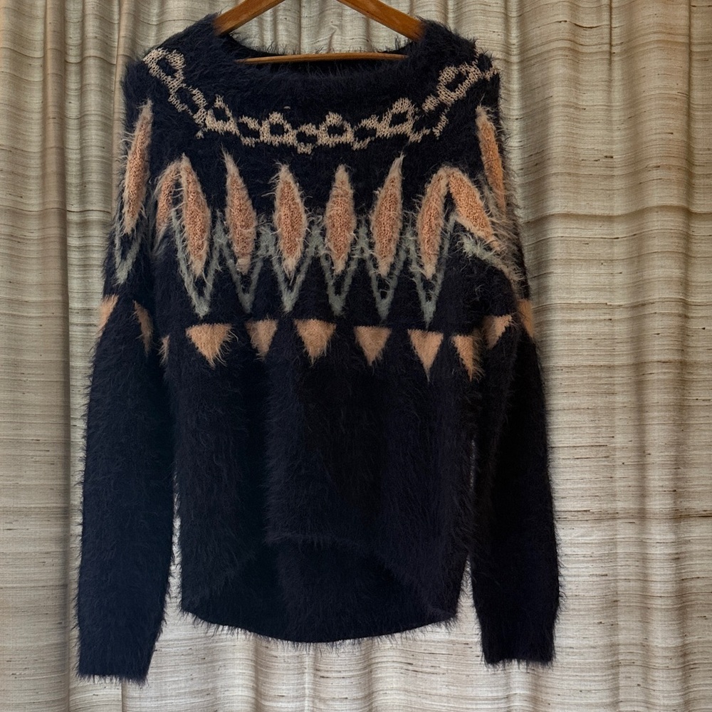 LC Lauren Conrad preppy cozy fuzzy preppy chic boatneck ski alpine sweater